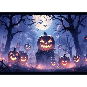 Scary Pumpkin Forest Halloween Backdrop Stage Party Photography Background