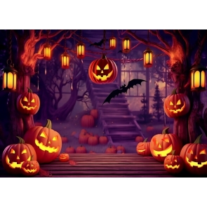 Scary Pumpkin Backdrop Halloween Party Photography Background