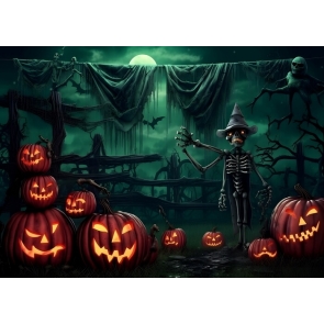 Scary Pumpkin Dead Tree Skeleton Skull Backdrop Halloween Party Decorations 