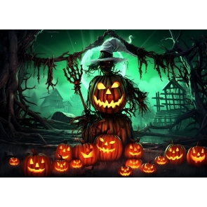 Scary Pumpkin Scarecrow Halloween Party Backdrop Decorations Photography Background