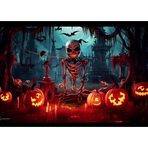 Scary Skeleton Skull  Bat Pumpkin Halloween Party Backdrop Decorations 