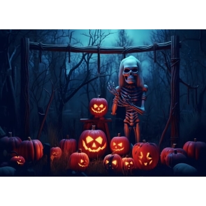 Scary Pumpkin Skeleton Skull Backdrop Halloween Party Decorations Background