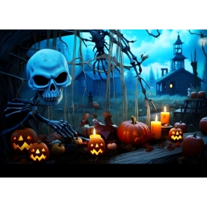 Scary Pumpkin Skull Halloween Party Backdrop Decorations Background
