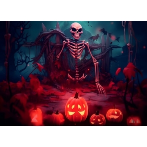 Scary Skeleton Skull Dead Tree Halloween Party Backdrop Decorations Background