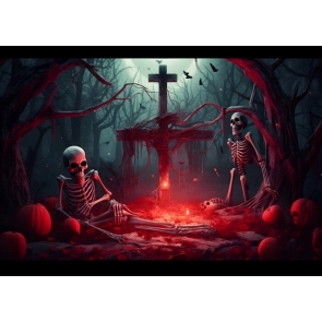 Scary Skeleton Skull Cross Party Decorations Halloween Backdrop