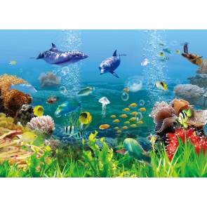 Under The Sea Bolphin Poster Backdrop Custom Fish Fank  Aquarium Background Decoration Prop