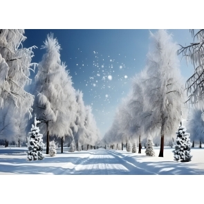 Winter Snowy Way Forest Wonderland Backdrop Christmas Studio Photography Background