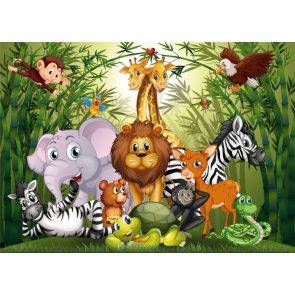 Cute Cartoon Safari Backdrop Baby Shower Birthday Party Photography Background