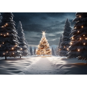 Winter Snowy Christmas Tree Backdrop Studio Party Photography Background