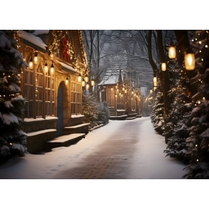 Winter Snowy Street Christmas Backdrop Studio Photography Background