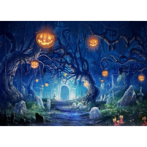 Terrifying Cemetery Graveyard Scary Pumpkin Forest Halloween Party Backdrop Decoration Prop Photography Background