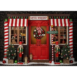 Santa's Workshop Christmas Backdrop Store Photography Background