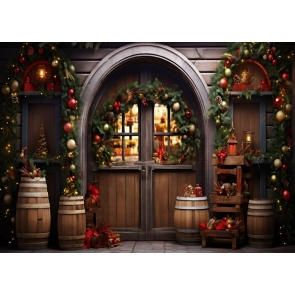 Wooden House Merry Christmas Backdrop Party Decoration Portrait Photography Background