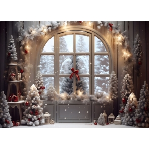 Christmas Decor Window Snow Backdrop Party Studio Photography Background