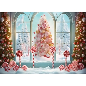 Sweet Winter Candy ChristmasTree Backdrop Party Studio Photography Background