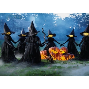 Scary Witch Party Pumpkin Halloween Backdrop Studio Stage Photography Background