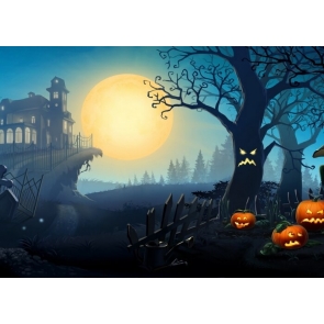 Golden Moon Pumpkin Halloween Backdrop Stage Party Photography Background