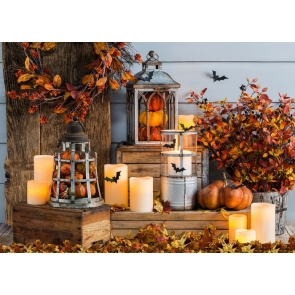 Candlelight TreeLeaves Bat Pumpkin Halloween Party Backdrop Studio Photography Background