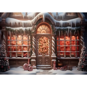Christmas Store Snow House Backdrop Studio Photoshoot Booth Photography Background