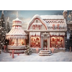 Sweet Winter Candy Christmas House Backdrop Party Studio Photography Background