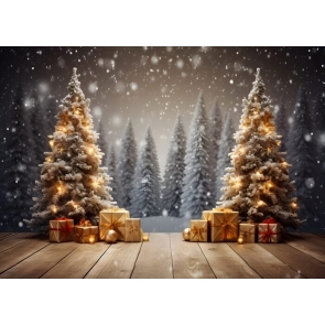 Wooden Floor Christmas Tree Backdrop Studio Photoshoot Booth Photography Background