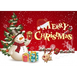 Cartoon Snowman Christmas Tree Backdrop Merry Christmas Party Photography Background