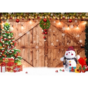 Rustic Barn Wood Door Christmas Backdrop Stage Studio Party Background