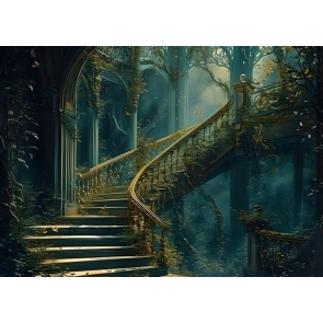 Medieval Retro Grand Corner Staircase Backdrop Studio Party Photography Background