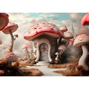 Fairy Tale World Mushroom House Backdrop Studio Party Photography Background