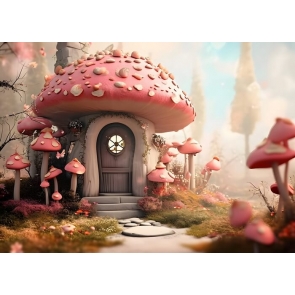 Fairy Mushroom House Backdrop Studio Party Photography Background