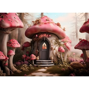 Mushroom House Backdrop Fairy Tale World Photography Background