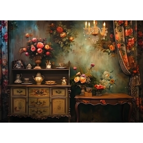 Vintage Spring Flowers Living Room Wall Backdrop Studio Party Photography Background