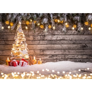 Christmas Lights Decoration Wood Wall Christmas Tree Backdrop Stage Party Photography Background