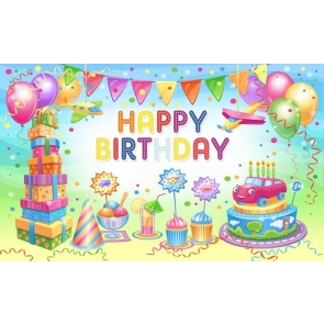 Cake Theme Banner Balloon Girl Boy Happy Birthday Backdrop Decorations Photography Background