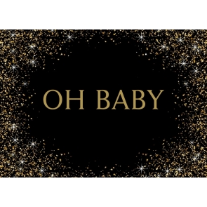 Black And Gold Glitter Oh Baby Shower Birthday Backdrop Photography Background