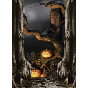 Like Stone Large Withered Tree Pumpkin Halloween Backdrop