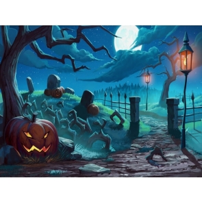  Scary Pumpkin Like Stone Large Withered Tree Halloween Backdrop