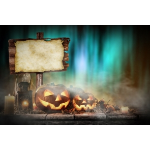 Halloween Pumpkin Lanterns Candles on Straw Board Party Photography Background Props
