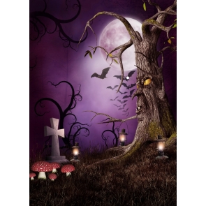 Withered Tree Monster Bat Moon Halloween Background Photography Backdrop