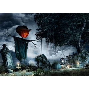 Terror Scary Pumpkin Scarecrow Halloween Background Party Backdrop Props