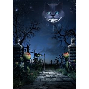 Blue Eyed Cat In The Sky Halloween Background Decorations Props Party Backdrop