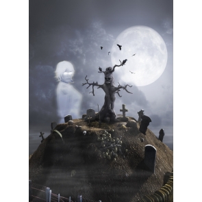 Terror Scary Ghost Cemetery Tree Monster Spooky Halloween Party Backdrop Photography Background