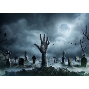 Terror Scary Cemetery Spooky Halloween Party Backdrop Decorations Props