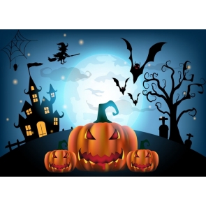 Terror Scary Pumpkin Theme Tree Monster Castle Halloween Party Background