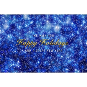 Happy Holidays New Year Blue Sparkling Background Backdrops for Photography