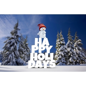 Winter White Snow Snowman Happy Holidays Christmas Party Photo Wall Backdrop