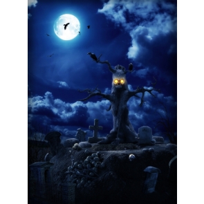 Horror Tree Monster Night Scary Halloween Party Backdrop Outdoor  Background Halloween Decorations