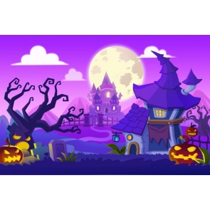 Anime Fairy Tale Style Castle Pumpkin Theme Cute Halloween Backdrop