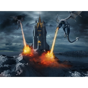 Cool Dragon Spitfire Castle Halloween Party Backdrop Decorations Outdoor Background