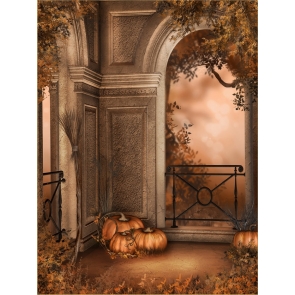 Medieval Retro Building Pumpkin Halloween Backdrop Decorations
